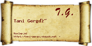 Tani Gergő névjegykártya