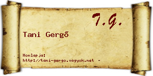 Tani Gergő névjegykártya